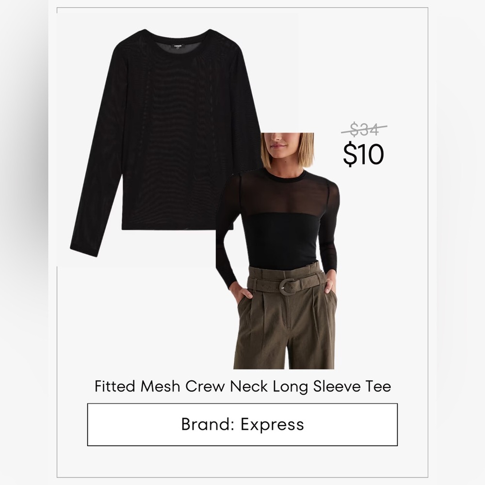 Fitted Mesh Crew Neck Long Sleeve Tee